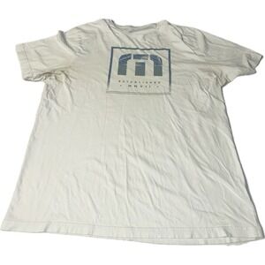 Travis Matthew Men's 2XL White T-Shirt Tee Gray Blue Graphic